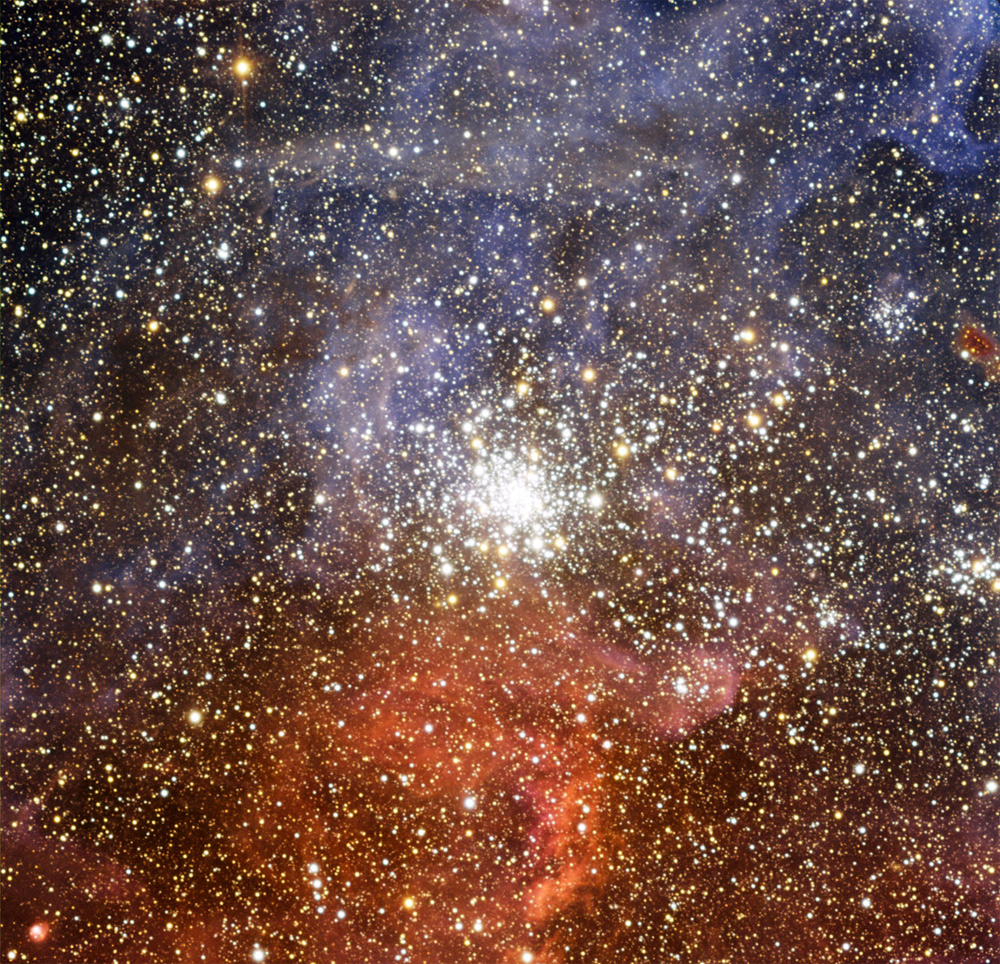 Colorful Star Cluster Shines in Tarantula Nebula's Shadow